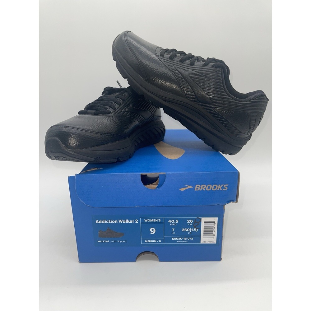 Size 9B - Women's Brooks Addiction Walker 2 Black Max Support- 120307-1B-072